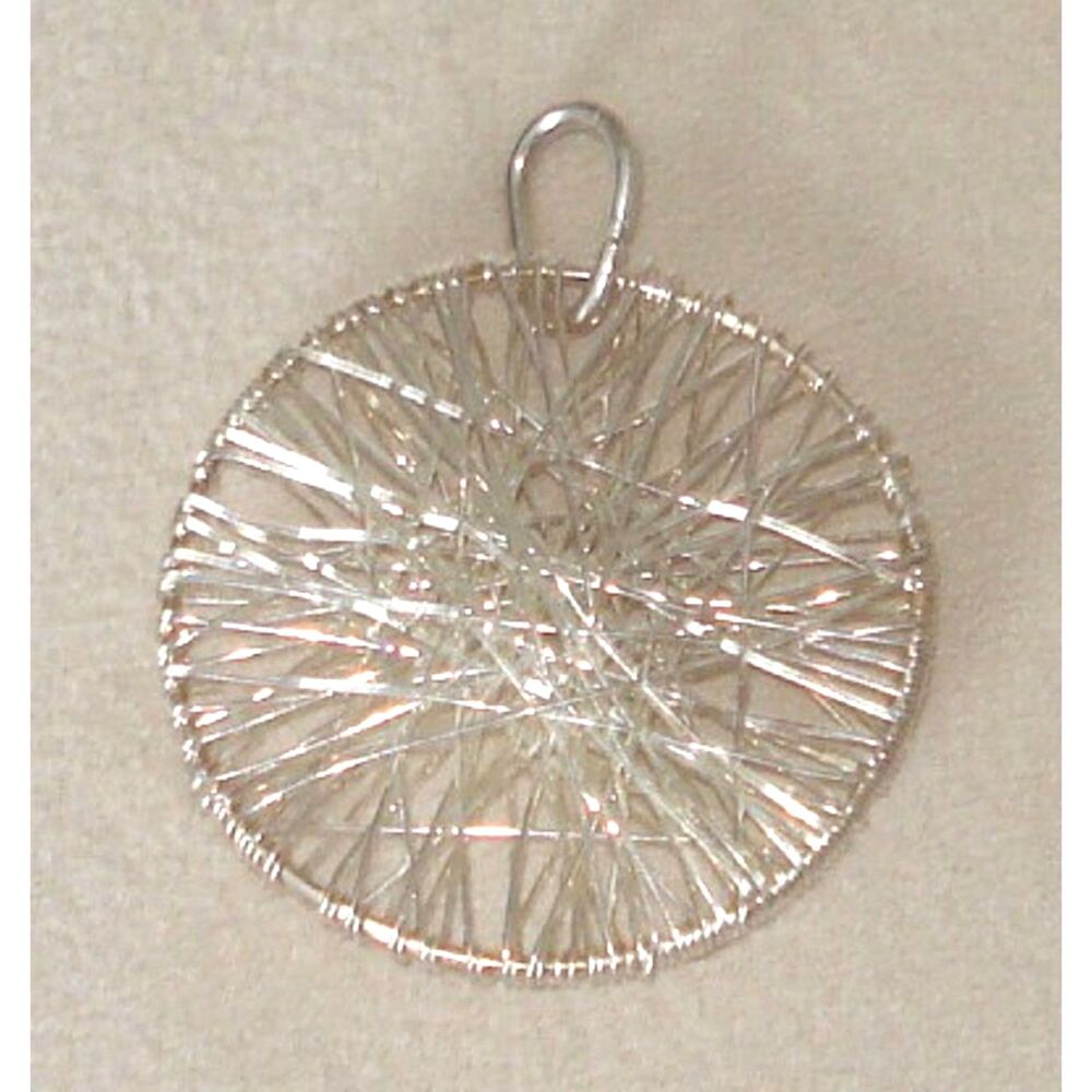 Silver Color Metal Thread Dream Catcher Round Pendant 1.5" by Esteban Rivas New